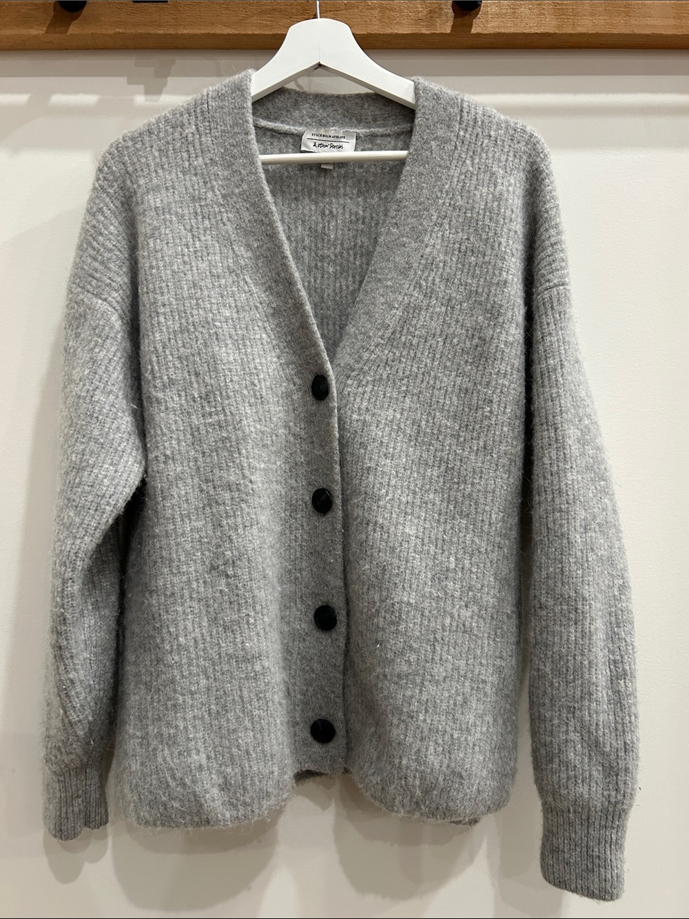 & Other Stories Gray Chunky Button Cardigan
